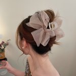 1PC Elegant Mesh Bowknot Decorative Hair Claw Clip Stylish Non Slip Hair Grab Clip Vintage Hair Accessories For Women And Daily