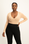 Gigi V-neck Bodysuit - Nude - M