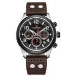 Men's Force+ Solar Powered Chronograph Leather Strap Wrist Watch