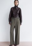 Wide Belted Trousers - Khaki Green