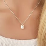 Pearl-lee 925 Sterling Silver Imitation Pearl Necklace Size: 8X12MM 45CM Chain