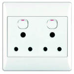 2 X 16A Switched Outlet With White Cover Plate Double Power Socket