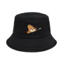 Unisex Cotton Bucket Hat With Cute Bear Print Solid Color Outdoor Casual Travel Beach Sun Hat