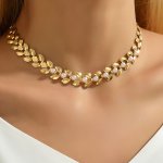 1PC Elegant Wheat Spike Shape Choker Necklace With Lustrous Faux Pearls Vintage-inspired Women's Collar Necklace Jewelry