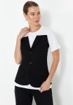 Knitted Twofer Top - White
