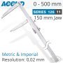 Accud Vernier Caliper 500MM 0.06MM Acc. 150MM 0.02MM Grad S/steel Livestainable