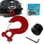 Houert Heavy Duty Winch Hook Forged Steel 3 8" Grade 70 Safety Latch Winch Cable Hook Stopper & Clevis Slip Tow Hook Sets Includ