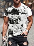 Men's Color Matching T-Shirt Casual Short Sleeve Crew Neck Tee Men's Clothing For Outdoor
