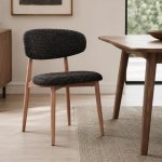 Lucien Dining Chair - Upholstered Charcoal Fabric With Metal Light Wood Finish