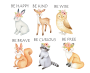 Forest Baby Animals With Quotes Wall Decal - Set Of 6 Wall Vinyl Stickers