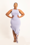 Elora Asymmetrical Ruffle Dress - Persian Violet - XL