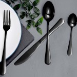 24 Piece Black Shinny Inox Stainless Steel Cutlery Set