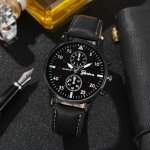 Stylish Men's Versatile Alloy Case Business Dual-eye Wristwatch