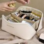 PU Makeup Bag With Large Capacity Multi Functional Travel Storage Bag Beauty Tools Makeup Box Waterproof Women's Wash Bag Cosmetic Bag