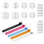 Set Of 15 Cable Clips & Adjustable Ties Multi Purpose & Self Adhesive-white