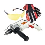 Tork Craft 850W Impact Drill With Gloves And Eye Wear TORKIT035