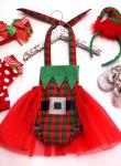 Plaid Santa Romper With Glitter Tulle Tutu