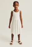 Flounce-trimmed Jersey Dress - White