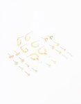 Goldair Gold Bow Flower Hoop & Stud Earrings 12-PACK