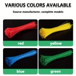Colorful Cable Ties 100PCS Red Yellow Teal Nylon Cable Ties Bundle Cinch Wire Straps Plastic Binding Straps