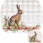 Tear Resistant Placemat And Coaster Kit Meadow Hare With Berries
