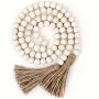 1pc Farmhouse Beaded Wooden Beaded Wreath With Tassels Farmhouse Beaded Rural Decoration Prayer Bohemian Bead Wall Decoration For Home Room Living Room Office Decor