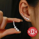 925 Sterling Silver Climber Earrings With Zirconia Elegant And Cute Jewelry Suitable For Daily Wear Music Festivals And Christma