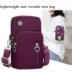 Water-resistant Nylon Crossbody Phone Bag With Zipper Closure Polyester Lined Solid Color MINI Messenger Pouch With Adjustable S