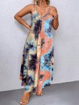 Plus Size Tie Dye Print Cami Dress Casual Sleeveless Dress For Spring & Summer Women's Plus Size Clothing