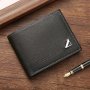 Men's Business Horizontal Short Wallet Money Clip Fashion Large Capacity Pu Leather Wallet