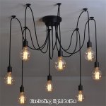 3 5 6 8HEADS Modern Industrial Pendant Light With 5 6 7 8 Heads E27 Base Metal Shade Semi-flush Mount Adjustable Arm 110V-240V H