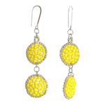 Yellow Beaded Dangle Earrings