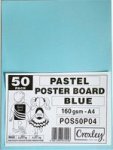 A4 Pastel Poster Board - Blue 160 GSM 50 Sheets