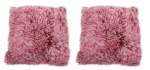 Smte Colorful Faux Fur Cushion Set Of 2 Pink With Keychain