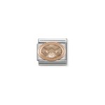 Champagne Faceted Oval Cz In 9K Rose Gold
