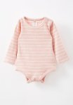 Cotton On Organic Pointelle Long Sleeve Bubbysuit - Zephyr Marle milk Stripe