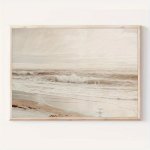 1PC Frameless Vintage Coastal Canvas Wall Art Ocean Landscape Print Poster Beach Scene Decor For Living Room And Bedroom