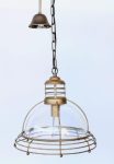 Metal & Glass Shade Lamp Brass Rings 38X39CM