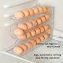 Auto-rolling Refrigerator Egg Storage Organizer 3-TIER Slide-out Egg Dispenser Shatter-proof Easy Clean Egg Holder For Refrigerator And Countertop Food Contact Safe