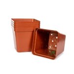 Square Plastic Pot Terracotta 12CM - 5PC Bulk Purchase Containers.