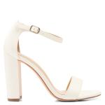 White Pu High Stack Heel Sandal
