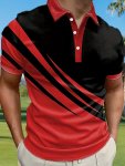 Casual All-match Men's Color Block Short Sleeve Lapel Shirt Summer Outdoor Golf And Tennis
