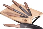 6-PIECE Non-stick Knife Set With Bamboo Cutting Board