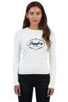 Sissy Boy Womens Long Sleeve Knit Top With Branding In Off White - Off White XL
