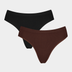Women&apos S Black & Brown 2 Pack Seamless Thongs