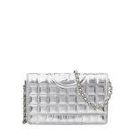 Fleming Metallic Quilt Chain Wallet -silver