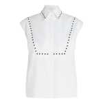 Studded Poplin Shirt -white