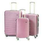 Smte Pink Metallic 3-PIECE Abs Luggage Set Spinner Wheels secure Lock With Keychain