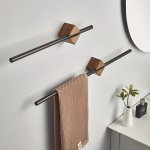 1PC Black Acrylic Towel Bar Punch Installation Towel Rack For Bathroom Wall Mounted Towel Holder Creative Bathroom Towel Hanger