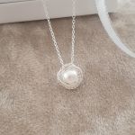 Angelina 925 Sterling Silver Dainty Knot Pearl Necklace 11MM 45CM Chain